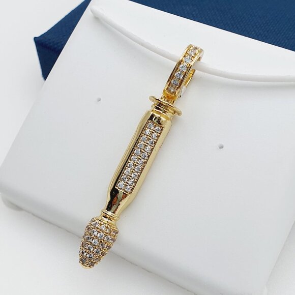 "14K Gold Plated Cubic Zircon Pendant, INUS1BR098 - Picture 2 of 10